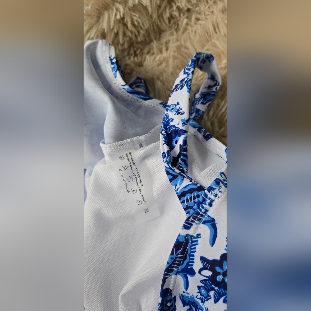 Floral Boho Tie Shoulder Swimsuit #1073 NWOT - Picture 4 of 9